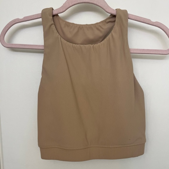 Tan Ribbed Crop Top - Picture 1 of 3